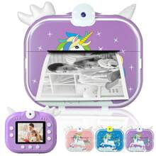 Kids Camera Instant Print, Kids Camera For Girls, 1080P HD Screen Kids Digital Camera Ideal Kids Toys Gifts For Boys & Girls 6-14 Age With 4 Rolls Print Paper& 6 Color Pens