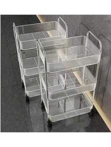 透明紧凑型滚动推车，多层移动储物架，适用于浴室、床边、零食、卧室、化妆品 - 彩色 - 查看 13