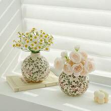 Vintage Rustic Style Mini Ceramic Flower Vase Decor, Creative Fake Flower Decoration For Living Room Tabletop - Multicolor - View 7