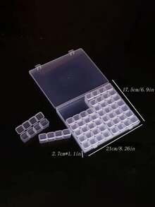 1 件 56&28 槽透明珠宝盒，PVC 塑料翻盖收纳盒，大容量配件整理盒，浴室珠宝收纳盒，多功能收纳盒，收纳盒，适用于戒指、耳环、项链、耳环、化妆品，夏季旅行收纳，波西米亚风格赠品，塑料材质，防震防摔，适合女性收纳整理器旅行必需品礼物返校