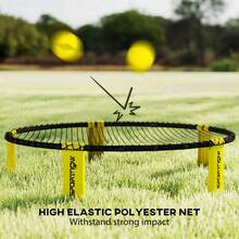 SPORTNOW Spike Ball Set, Mini Beach Games Set With Net, 3 Balls And Ball Pump, Portable With Carrying Bag For Outdoor Team Sports, Yellow - Yellow - View 5
