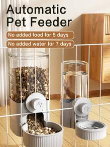 1 pieza Dispensador automático de agua y comida para gatos, conejos, perros, aves y pájaros - Bebedero para mascotas anti-derrames y salpicaduras