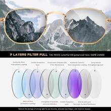Gafas de sol polarizadas para mujer, gafas de sol de espejo planas hexagonales cuadradas de moda con protección - A33-plata/verde claro - Ver 10