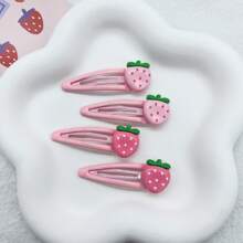 6pcs Cute Pineapple Strawberry Decor Fashionable Snap Clip For Women Glamour Girl Decoration Hair Accessories Party Gifts