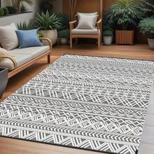 Outdoor Rug,Patio Rug,Reversible Portable Outdoor Plastic Straw Rug,Camping Rugs For Outside RV,Large Waterproof Area Rugs For Patio,Deck,Picnic,Porch,Balcony(6'x 9',White&Gray)