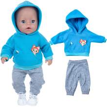 16-18 Inch Cross-Border American Doll Universal Casual Suit, Blue & Pink Fox Print Outfit, 43cm Reborn Doll Clothes 2 Pieces Set (Doll Not Included), Suitable For Spring & Autumn - Multicolor - View 6