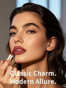 CATKIN Rouge Matte Engraved Lipstick, Waterproof Long-Lasting Satin Smooth CR129 Crimson - CR129 - 查看 3
