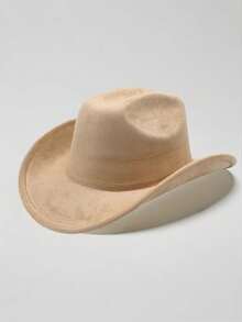 1pc Women/Men Fashionable Solid Color Suede Beret Hat, Personalized Wide Brim Sun Protection Hiking Cap, Suitable For Party, Vacation, Daily Wear, Personalized Stage Performance - One-word Hat - View 3