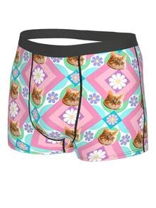 1 pieza Pantalones cortos con estampado personalizado de mascota, diseño unisex, ropa interior personalizada, ropa interior creativa, regalo perfecto para el día festivo para novio, novia, esposo, esposa, familia