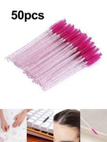 Waloshow 70-140pcs Bright Pink Disposable Mascara Brush Set - Waterproof, Fragrance-Free Eyelash Extension Brushes, Includes 20 Empty Brush Tubes And 50 Eyelash Brushes, Suitable For Makeup - Hot Pink - View 11