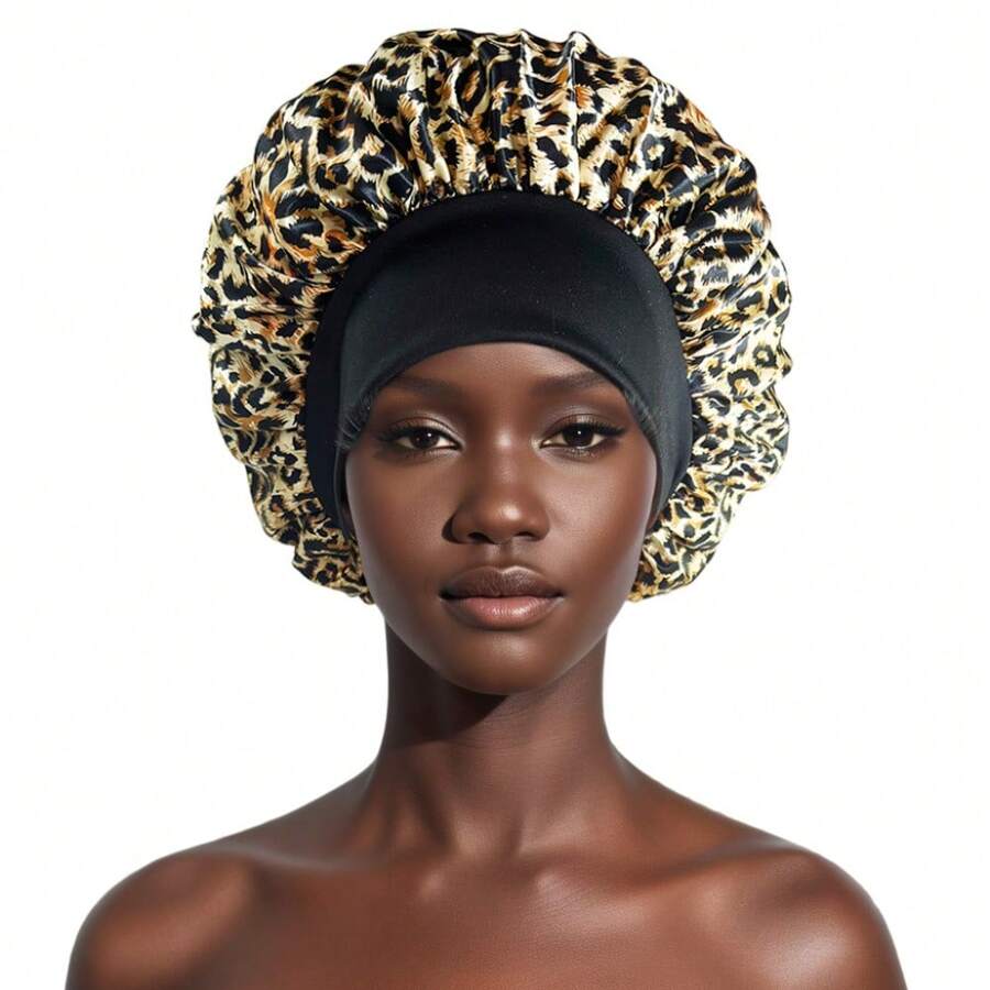 1 peça Boné com capuz casual de poliéster com estampa de leopardo, adequado para uso doméstico e diário, todas as estações