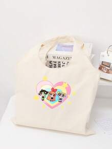 THE POWERPUFF GIRLS Borsa a tracolla pieghevole minimalista e versatile con stampa carina di agente di polizia donna, borsa casual in tela resistente e portatile