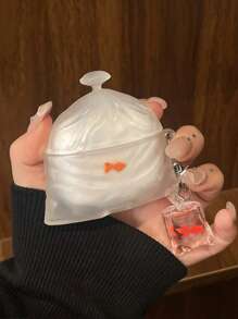1pc Creative 3D Goldfish Design Silicone Protective Case With Hanging Accessory, Compatible With Apple 1/2/Pro/3/Pro2/4th Gen (Earphones Not Included)