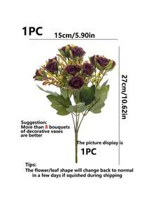 1/3PCS Artificial Flowers-Silk Rose, Fake Plants, Home, Dining Room, Living Room, Outdoor Garden Decoration,Mother's Day Gifts, Birthday Gifts, Graduation Season Gifts, The Art Of Inserting Flowers, Photography Props, Autumn, Spring, Vase, Flower Wall, Flower Wreath, Bridal Bouquet, Wedding Decoration, DIY Flower Wreath Materials, Birthday Party Decoration Materials, Home Decoration Accessories, Valentine's Day. - Burgundy - View 3