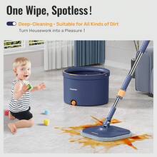 Mop And Bucket Set With 2 Microfiber Mop Pads, Spin Mop With Dirty/Clean Water Separation System, Deep-Cleaning Mops For Floors, Versatile Mops For Walls - 52'' Spin Mop + 2 Microfiber Pads - View 4