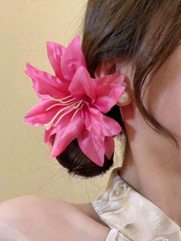 New Bohemian Style Large Faux Flower Hair Clips, Elegant Beach Holiday Side Bangs Decor Hair Accessories