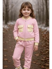 Winter Set For Girls Pink Lilac Jacket Zipper Front Pockets Pants Lined Sweatshirt Thermal Clothing Comfortable Cozy Stylish Modern Complete Look Cold Coat Warm Clothing High Quality Thick Fabric Soft Touch Elastic Waist Cuffs Delicate Details Sophisticated Appearance Children's Clothing For Women Winter Fashion Style Perfect Gift Charming Look Elegant Clothing Stylish Girl Look For A Walk School Travel Vacation Clothing For Cold Protection Baby Clothing For Children Comfortable Versatile Practical Clothing To Wear With Boots Sneakers Combat Boots Casual Clothing Fashionista Timeless Piece Cold Clothing That Warms And Charms Stylish Clothing For Cold Days Charming Appearance Set That Transmits Comfort Beauty Functionality Ideal Winter Piece Clothing That Combines Style And Warmth - 粉黃色 - 查看 1