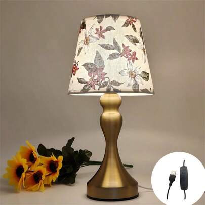 1pc Peach Blossom 3D Table Lamp, Desktop Decoration Light, Night Light, Writing Light, For Bedroom, Living Room, USB Powered