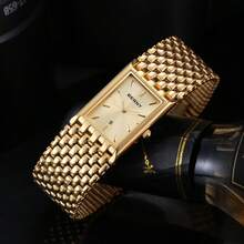 BERNY Men's Golden Stainless Steel Business Quartz Watch-Square Dial With Date Indicator,30M Water-Resistant,Luxurious & Minimalist,Ideal For Business & Casual Occasions - 金色 - 查看 5