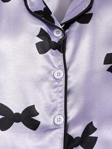 女婴可爱心形印花长款睡衣套装 - 紫丁香色 - 查看 4