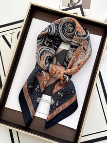 1pc Women Bandana With Paisley Flower Pattern, Square Silk Scarf For Head Wrap And Decoration,Hair Accessories Fall Winter Headbands For Women Hair Band For Vacation Outfits Woman - Multicolor - View 18