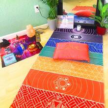 1 saltea de yoga și prosop de plajă cu tematică vibrantă chakra, protecție UV, uscare rapidă, decor de perete interior, excelent pentru meditație, picnic, fitness acasă, cadou excelent de Crăciun și Halloween pentru bărbați și femei, agățat de perete plin de viață