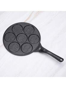 1 件装鸡蛋煎锅不粘煎饼锅 4 杯炊具煎饼、煎蛋锅铝合金鸡蛋锅 - 黑色 - 查看 11