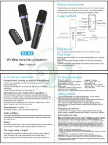 KZ DS-K2 Karaoke Companion Wireless Microphone Dynamic Bluetooth 5.3 DSP Mixer System Machine RGB Colorful Light 3.5mm AUX Amplifier Host