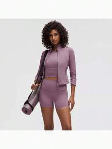 Define Cropped Jacket Nulu-For Yoga Gym Running-Sweat-Wicking-Yoga-All Seasons Sport-Spring/Summer-Autumn/Winter-Back To School - Lavender Lux/Mirror Silver - 查看 2
