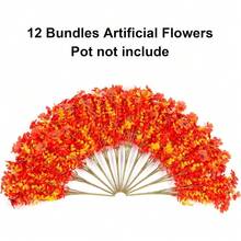 12 Bundles Artificial Flowers Combo Pack For Home Garden Decoration, Mix Of Pink Red Purple Yellow Faux Flower Daisy Eucalyptus Fake Plants Greenery Boxwood Porch Patio - F Blue - View 3