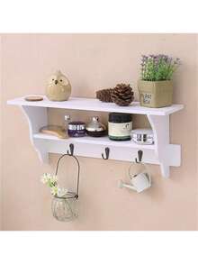 Estantería para pared, estantes flotantes de madera, soporte de estante montado en la pared para decoración - Blanco - Ver 6