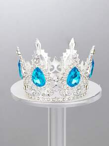 1pc Crown Bridal Headpiece, Luxury Shiny Round Princess Crown Flower Decor For Wedding Dress Valentine's Day Accessories,Summer,Beach - Multicolor - View 9