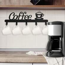 1 Stück Wandmontierter Kaffeetassen Halter, Metall Kaffeetassen Regal für die Wand, Kaffeetassen Regal Wandhaken, Jackenhalter, dieser vielseitige Ständer zeigt nicht nur elegant Ihre Lieblingstassen, sondern hat zusätzliche Haken für Jacken und Accessoires. Perfekt für Küchen, Eingangsbereiche oder überall wo Sie stilvolle Aufbewahrung brauchen.