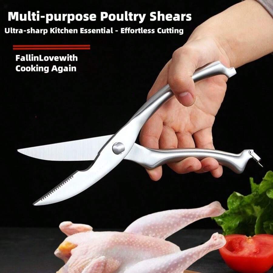 Stainless Steel Thickened Kitchen Multi-Functional Scissors Are Powerful In Function And Easy To Use.