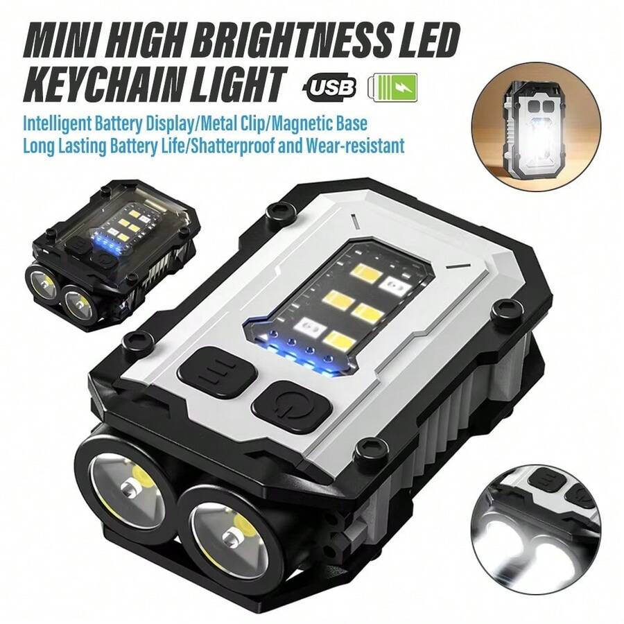 1pc Multi-Function LED Bright Keychain Light, Outdoor Headlamp, Clip-On Light For Work, Repair - Multicolor - View 1