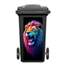 1pc Neon Animal Trash Can Stickers, Waterproof Vinyl Decals, Bull, Flamingo, Lion For Outdoor Bins, Garage & Street Decor | Punk Cyber Style - Multicolor - View 20