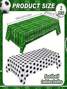 1/2 Sets Tablecloth, Football Themed Tablecloth Sets, Sports Style Tablecloth, Waterproof, Oil-Proof, Stain-Resistant Disposable Rectangle Tablecloth, Multi-Functional Decorative Items For Sports Themed Parties, Suitable For Sports Theme Birthday Parties And Decorations - Multicolor - View 9