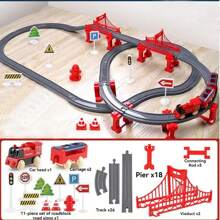 Tren eléctrico de juguete con pista para armar, juguete de tren eléctrico para niños, modelo de tren de alta velocidad simulado, juguetes de coches para niños y niñas, regalos de cumpleaños y Navidad
