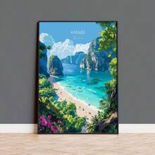 1 peça/3 peças Pôsteres de arte de parede Moldura opcional Viagem moderna Paisagem de viagem Pôsteres de cidade Ilhas da Costa Azul Dias ensolarados Belas paisagens Pintura em tela Arte de parede Adequado para decoração de quarto e casa