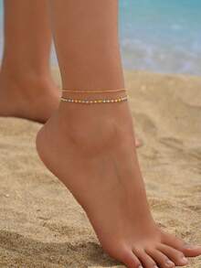 1 Pc Women Multicolor Beads Summer Anklet, Fashionable Ins Style, Suitable For Beach, Vacation, Daily Wear - Multicolor - View 4