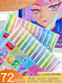 GuangNa 12 Colors Straight Direct Liquid Skin/Macaron Color Arcylic Marker Pen, Soft-Tip Animation Painting Marker Pen, Skin Color Art-Specific Acrylic Paint Markers, School Supplies,Back To School