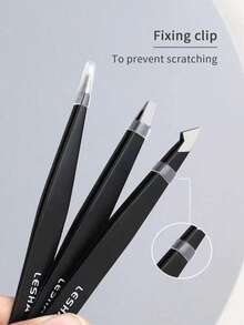 专业眉毛镊子套装，3 件不锈钢精密镊子，多功能镊子，男女适用