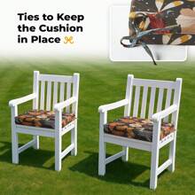 Outdoor Chair Cushions Set Of 4 For Patio Furniture, Water-Resistant Square Corner Patio Chair Cushions With Ties, High Density Foam Outdoor Seat Cushion, 18.5" X 16" X 3" - 花的 - 查看 3