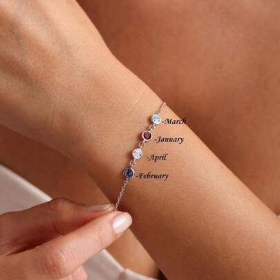 Personalisierte Geschenke für Mutter mit Geburtsstein, Familien-Geburtsstein-Armband, minimalistisches Geburtsstein-Armband, Mutterarmband, Muttertags-Geschenk