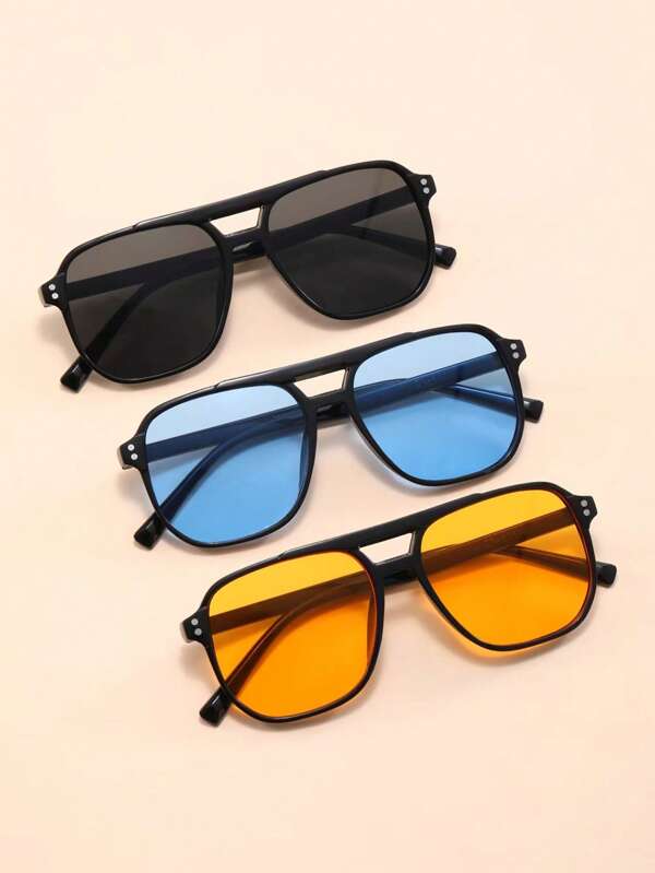 Conjunto de 3 óculos de grau masculinos com armação grande e poligonal, adequados para caminhadas e fantasias de Halloween