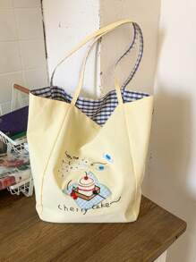 New Embroidered Canvas Bag, Large Capacity Shoulder Bag, Korean Style Versatile Tote Bag, Commute Work School Handbag