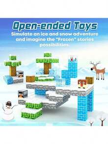 [60pcs/75pcs/110pcs/144pcs] Magnetic Building Blocks Set - Magnetic Construction Toys, Kids Cube Toy, Ice World, Build Magnetic World, STEM Gift, Halloween And Christmas Birthday Toy Gift (Random Color & Pattern) - Multicolor - View 6