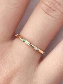 ESBERRY 1pc 925 Sterling Silver Minimalist Cute Rainbow Ring, Rhodium Plated, Suitable For Women's Daily Wear, Exquisite Jewelry Gift - Gold - View 3