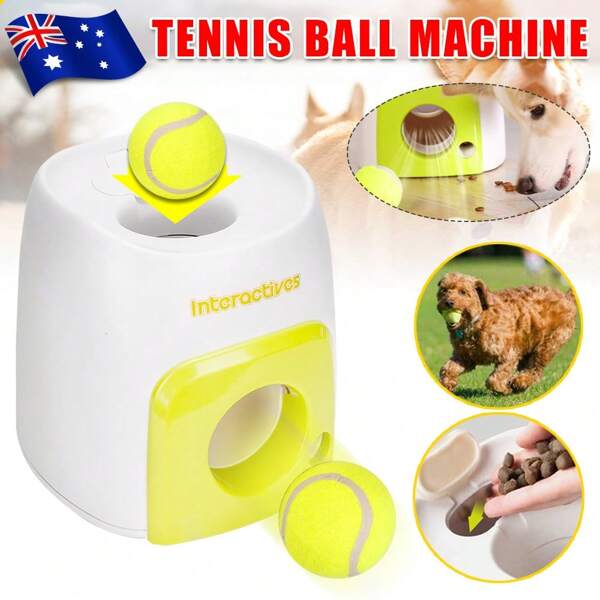 Pet Tennis Ball Machine Training Launcher Interactive Dog Toys Fetch Thrower Roll Out Portable