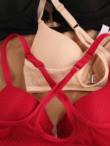 3 pezzi Reggiseni sportivi con chiusura anteriore per donna, con ferretto push-up per evitare cedimenti, lingerie estiva